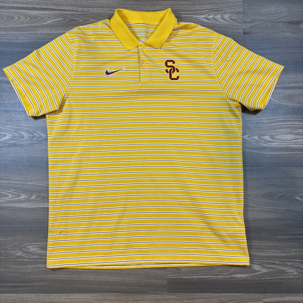 Nike USC Trojans Prime time Victory Stripes Dri-fit Polo Size L